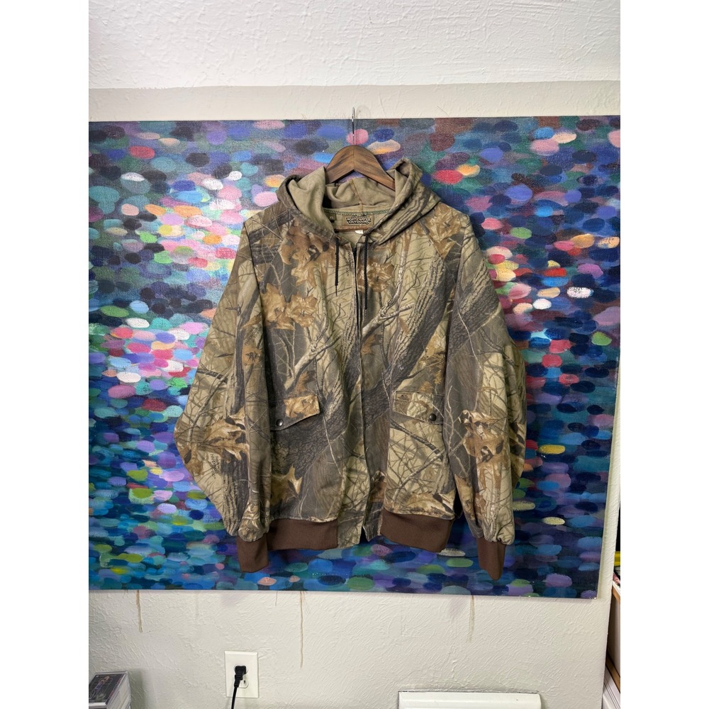 Vintage Whitewater Outdoors Camouflage Realtree Full Zip Hooded Jacket Mens XL